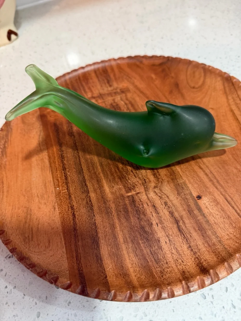Green Glass Dolphin Figurine Decorative Pet Fish Accent